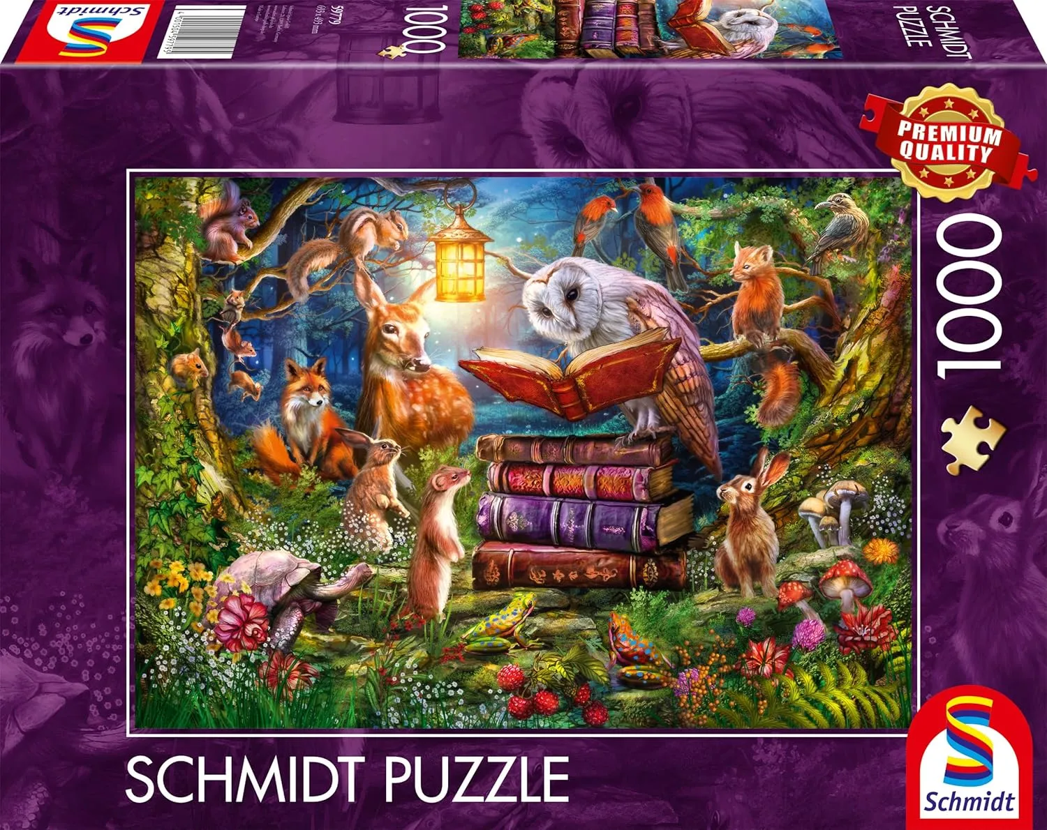 Puzzle, Multi-Coloured Schmidt Spiele 59779 Forest Stories at Night 1000-Piece stiff aloud vow cultivation phosphorus rabbit Jigsaw 