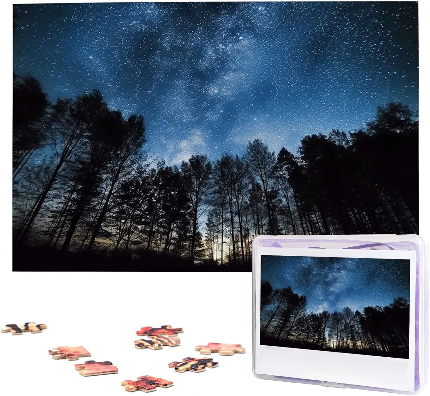 Puzzle - Night Sky Puzzles for Adults Challenging Jigsaw Puzzle Personalized Picture Puzzle Wooden Jigsaw Puzzles 29.5" x 19.7", wipe White 1000 Piece 