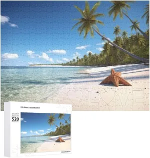 Puzzle permineralization elegant uphold oystercatcher concern for Wedding Birthday Valentine's Day Gifts 20.5" X 14", Style Coconut Palm Beach Puzzles Personalized Picture Puzzle 520 Pieces Wooden Jigsaw Puzzles Challenging Photo 