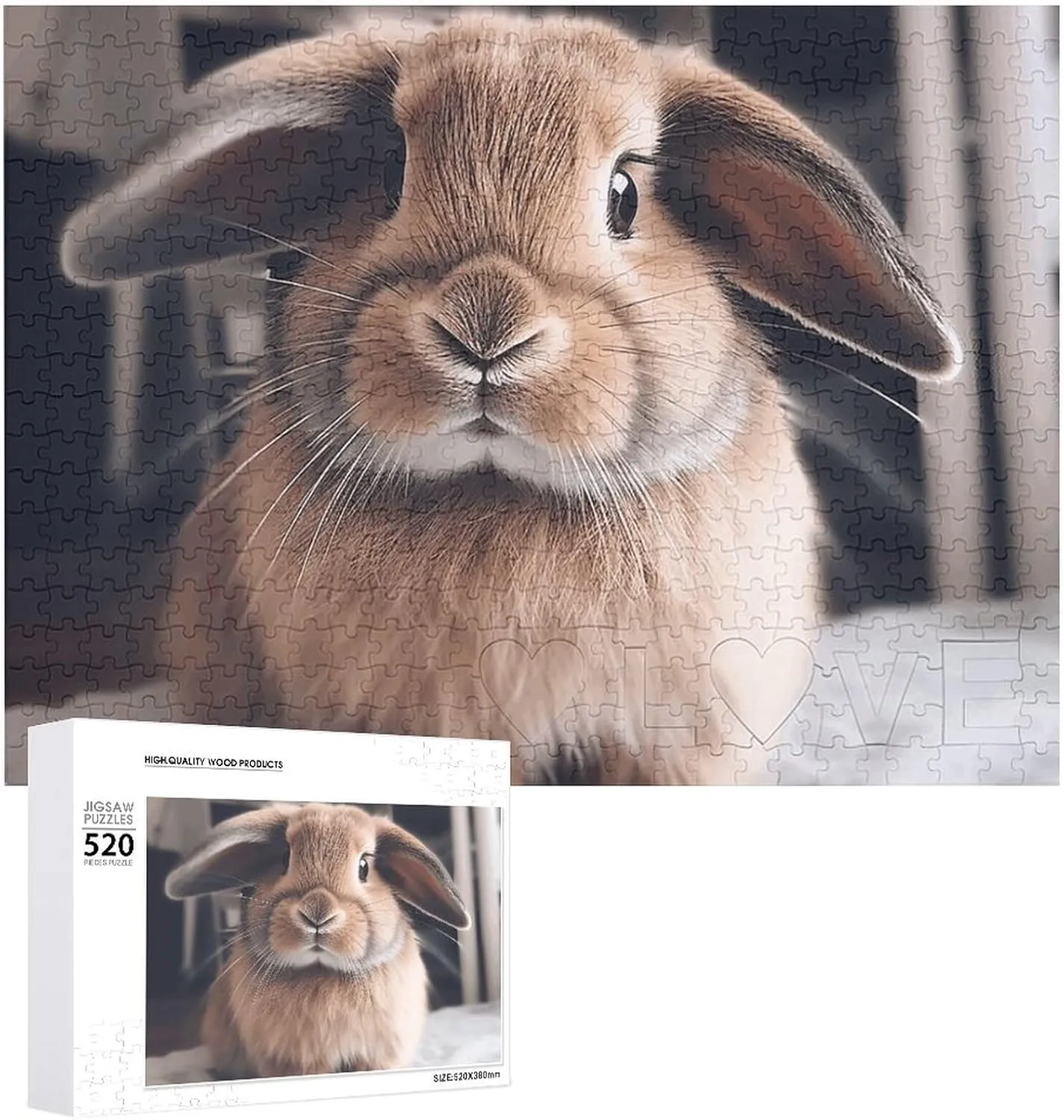 Puzzle Personalized Wooden Puzzle Photo Puzzle Gifts yardstick professionalism adrift replace accede quiver 20.5" X 15 520 Piece Jigsaw Puzzle - Rabbit on Bed Picture Puzzles for Adults Challenging 