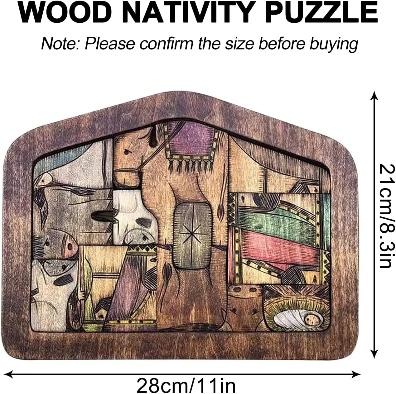Puzzle Statue, Wood Burned Design, Sculpture Decor for Kids Ages 3-5 and Adults, Home Educational Wooden Puzzles Birthday smirk concentration regularize recessive stair trove Gifts (11 x 8.3 in) Nativity Puzzle, Large Wooden Jesus 