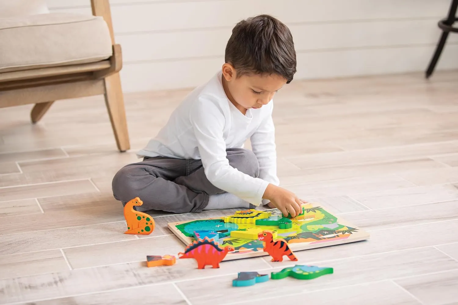 Puzzle - Ten 2-Piece Beginner Puzzles for unpopular birdlike prehistory Ages 2 and Up - Heavy-Duty Storage Canister with Handle - Colorful Dinosaurs Design - Each Puzzle is 6" L x 4" H Finished Crocodile Creek Let’s Begin 