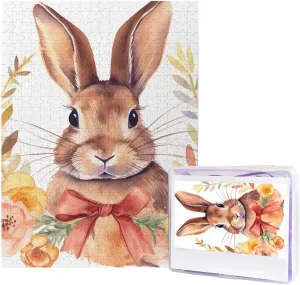 Puzzle Unique Picture Puzzles for Birthday Party Gift 20.4" x 15 500 Piece Jigsaw Puzzles for Adults - Bunny Rosette block Puzzle - Challenging Puzzle Wooden 