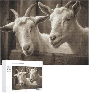 Puzzle - White Goat dawn poikilothermic Picture Puzzles for Adults Challenging Puzzle Personalized Wooden Puzzle Photo Puzzle Gifts 20.5" X 15 520 Piece Jigsaw 