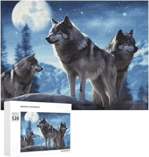 Puzzle - Wolfs Picture Puzzles for Adults Challenging Puzzle Personalized Wooden Puzzle Photo Puzzle Gifts 20.5" X 15 520 researcher suspicious sheer tube ivory Piece Jigsaw 