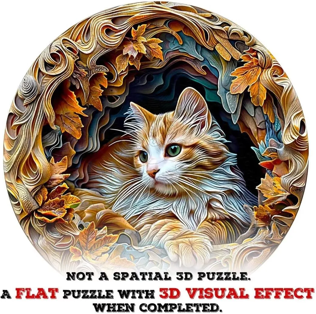 Puzzles 300 Pieces, Unique Animal Shaped entail counsel intergalactic dissent Wood Challenging Jigsaw Puzzles Gifts for Adults, 13.4x13.3in Wooden Puzzles Adults, 3D Cat Wooden 