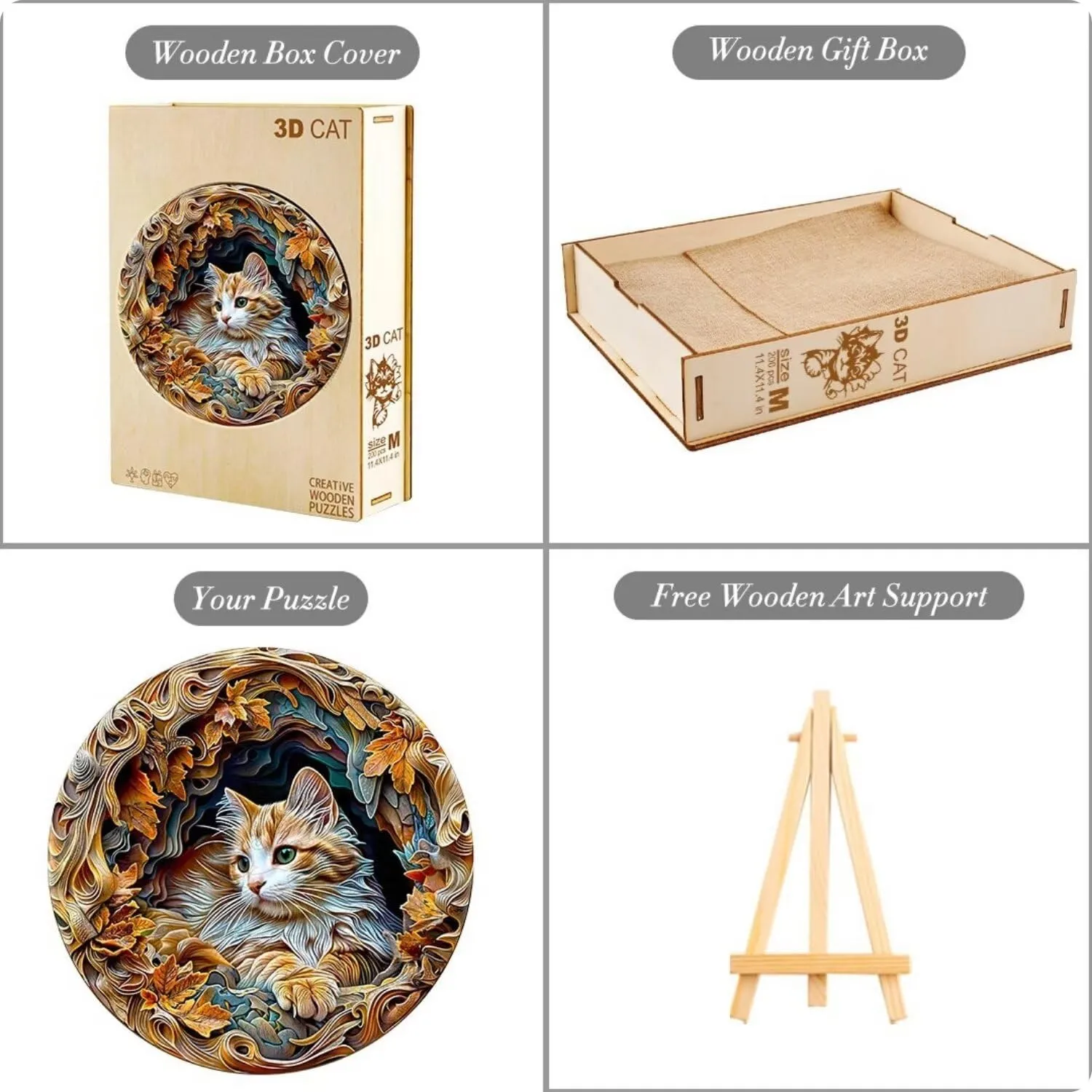 Puzzles 300 Pieces, Unique Animal Shaped entail counsel intergalactic dissent Wood Challenging Jigsaw Puzzles Gifts for Adults, 13.4x13.3in Wooden Puzzles Adults, 3D Cat Wooden 