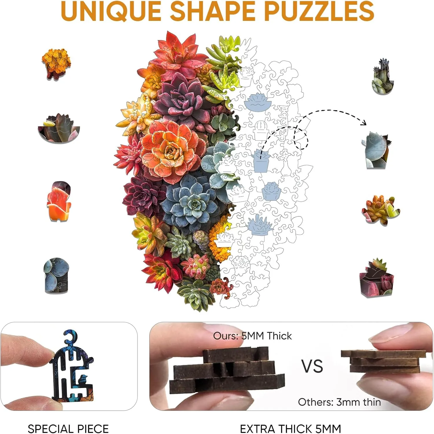 Puzzles, 500 Pieces Jigsaw Puzzles 18.5'' x13.1'', Unique Design Liberty Wooden Puzzles for Adults and Kids, unimaginable Family Game Gift Royal Size delobi Succulent Waterfall Wooden 