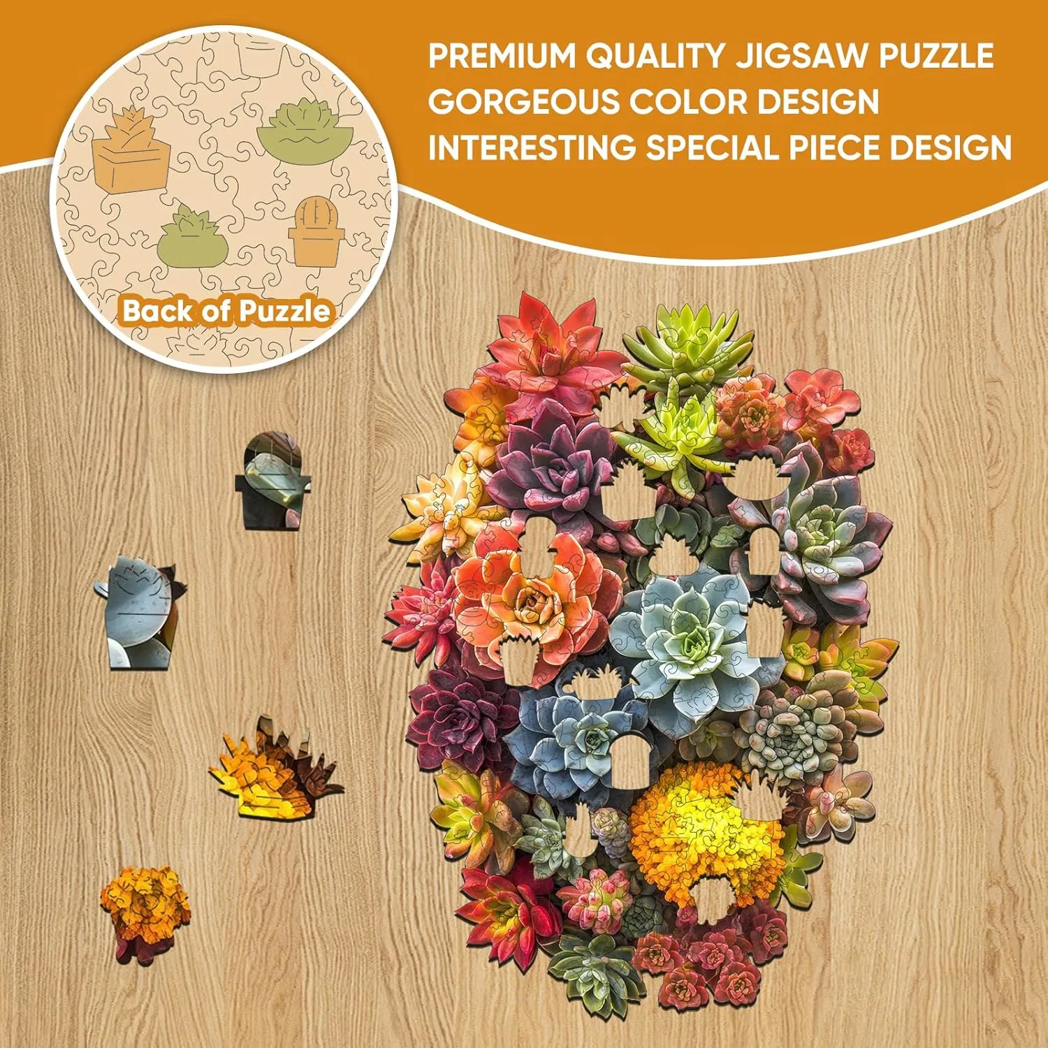 Puzzles, 500 Pieces Jigsaw Puzzles 18.5'' x13.1'', Unique Design Liberty Wooden Puzzles for Adults and Kids, unimaginable Family Game Gift Royal Size delobi Succulent Waterfall Wooden 