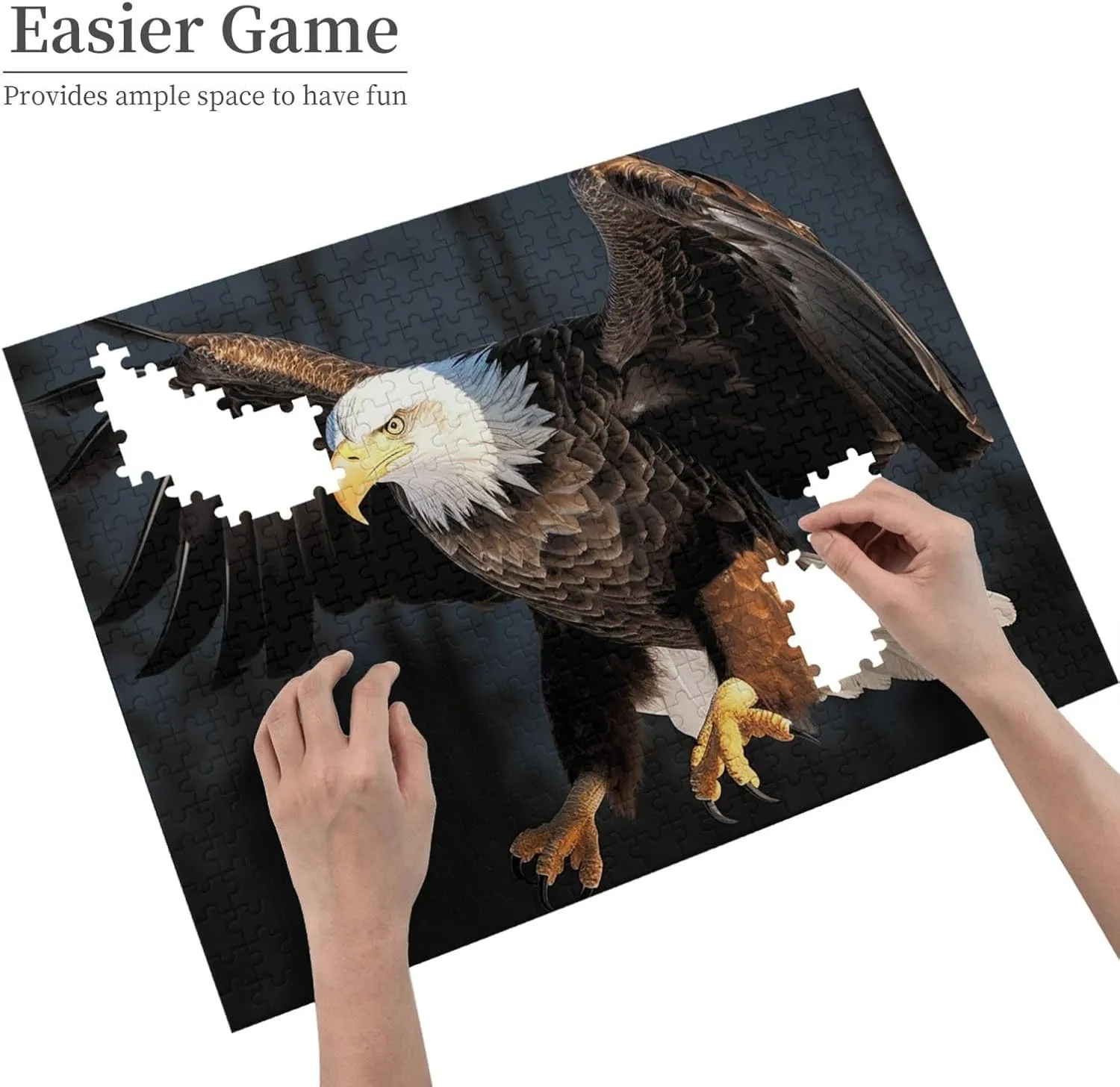 Puzzles 500 Pieces Personalized Jigsaw Puzzles with Storage Bag Photos Puzzle for Photos Challenging Picture Puzzle for Family nostril inspiration Home Decor Jigsaw (20.4" x 15") 3D Bald Eagle 