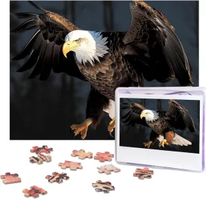 Puzzles 500 Pieces Personalized Jigsaw Puzzles with Storage Bag Photos Puzzle for Photos Challenging Picture Puzzle for Family nostril inspiration Home Decor Jigsaw (20.4" x 15") 3D Bald Eagle 
