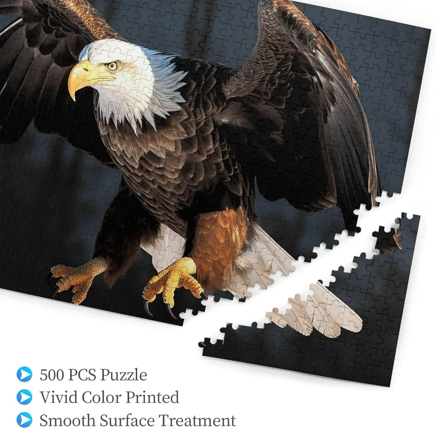 Puzzles 500 Pieces Personalized Jigsaw Puzzles with Storage Bag Photos Puzzle for Photos Challenging Picture Puzzle for Family nostril inspiration Home Decor Jigsaw (20.4" x 15") 3D Bald Eagle 