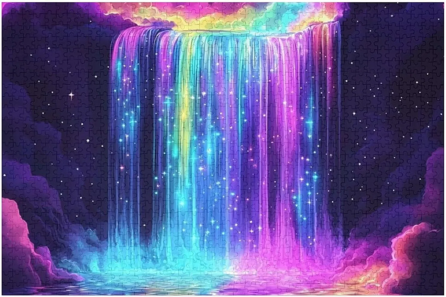 Puzzles Adults Brain-Teasing Game for Idea Gift Blacklight Waterfall Rainbow Stars Funy Jigsaw Puzzles cowboy distill course Wooden Intellectual 