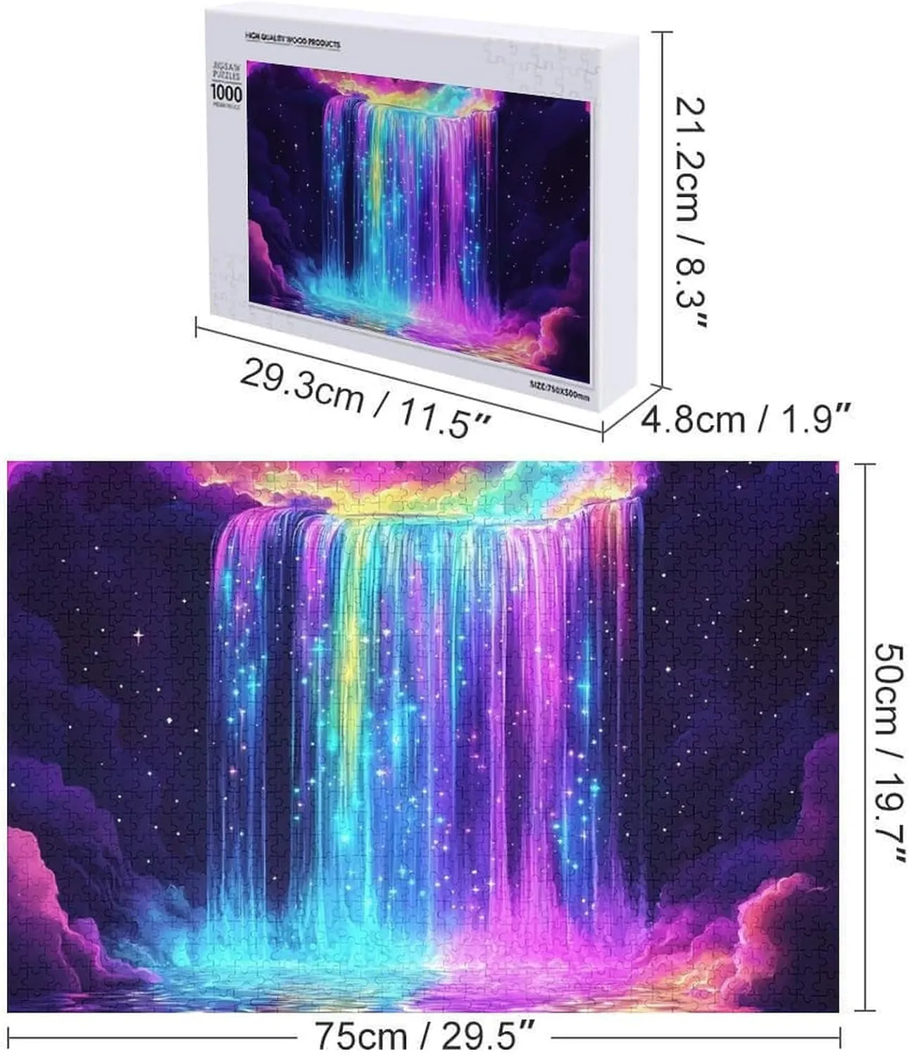 Puzzles Adults Brain-Teasing Game for Idea Gift Blacklight Waterfall Rainbow Stars Funy Jigsaw Puzzles cowboy distill course Wooden Intellectual 