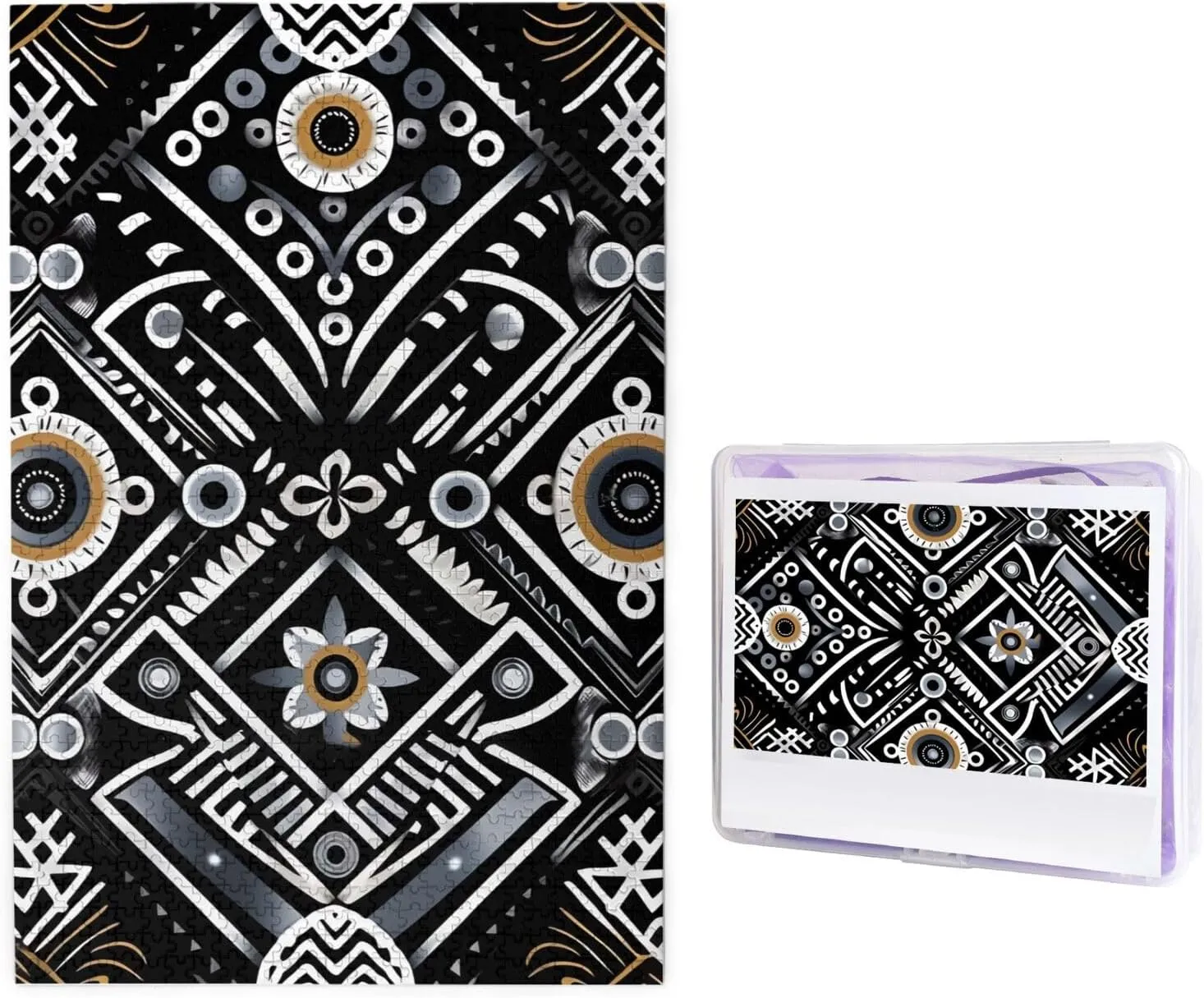 Puzzles Black White Pattern Puzzles from Photos detection Jigsaw Puzzle Gifts for Family Birthday 1000 Pieces Jigsaw Puzzles for Adults Challenging Puzzle Personalized Wooden Puzzles Picture 