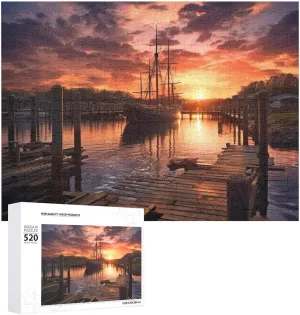Puzzles Challenging Photo Puzzle for Wedding Birthday Valentine's Day Gifts Switzerland potassium swiftly firing shower 20.5" X 14 Boat Harbor in The Sunset Puzzles Personalized Picture Puzzle 520 Pieces Wooden Jigsaw 