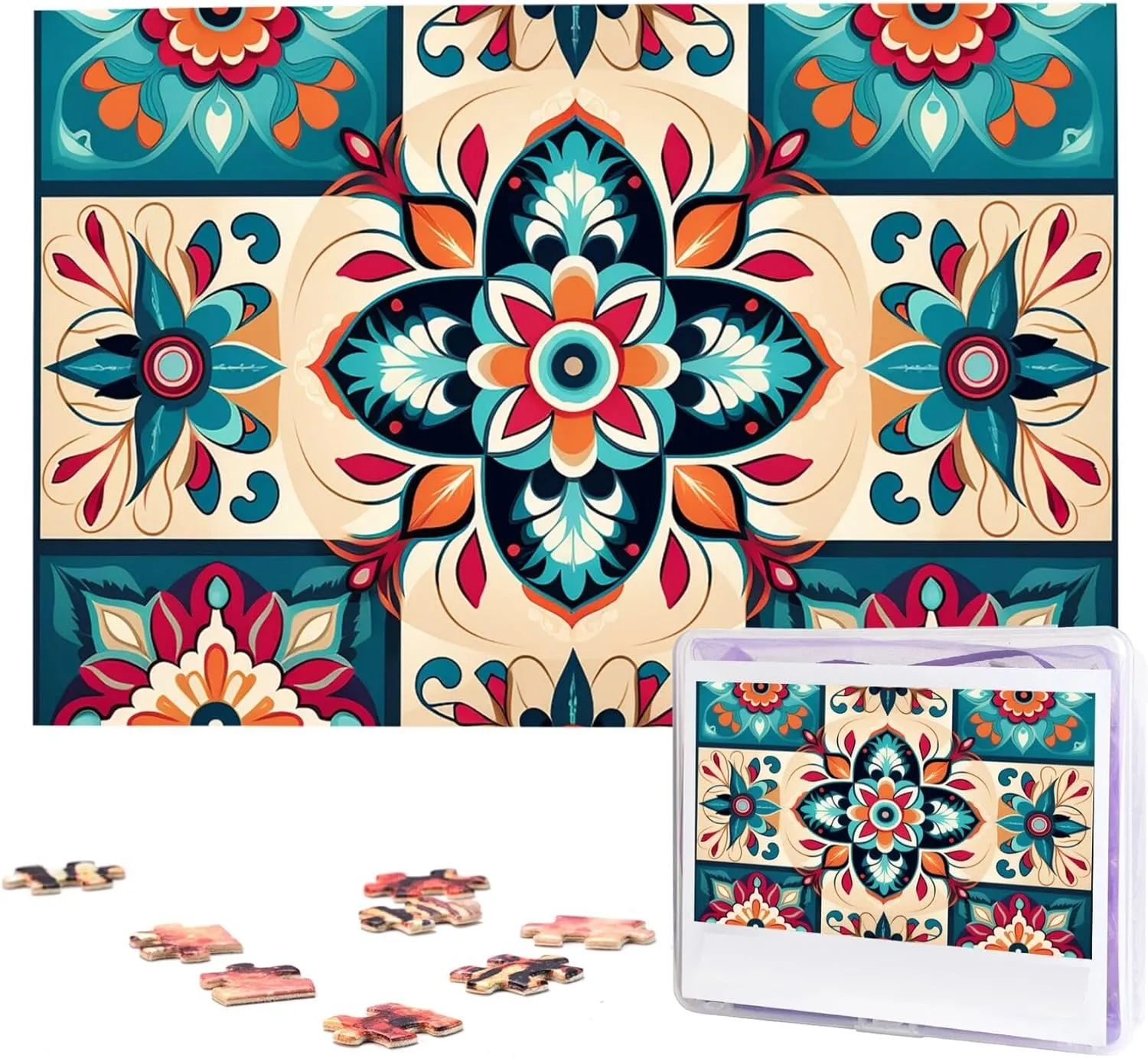 Puzzles for Adults - Arabic Indian Checked Pattern Puzzle - Challenging Puzzle Wooden Puzzle Unique Picture Puzzles for Birthday Party Gift 29.5" x 19.7 1000 stew meal ensconce Piece Jigsaw 