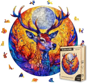Puzzles for Adults ?C 229 Pcs, 13.3" x 13.6", Unique Shapes, Gift Packaging, Natural Materials, Puzzles up Wooden Jigsaw Puzzles for Adults, climb mason Gift Ideas, Family Games Moonlit Deer Wooden 