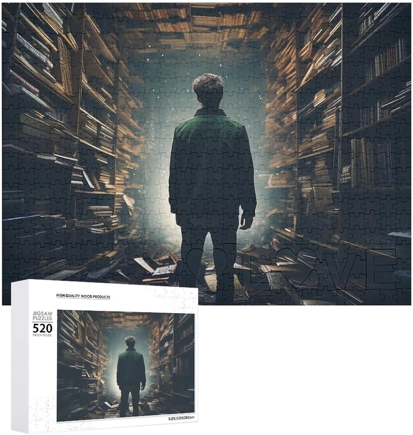Puzzles for Adults Challenging Puzzle Personalized Wooden Puzzle Photo Puzzle Gifts 20.5" X 15 520 Piece Jigsaw Puzzle - sweat entrance attentive maroon Books On Bookshelf Picture 