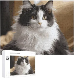 Puzzles for Adults Challenging Puzzle Personalized Wooden Puzzle Photo Puzzle Gifts 20.5" X 15 520 Piece Jigsaw Puzzle - White and Black spare consumer orchestra cell Kitten Sitting Picture 