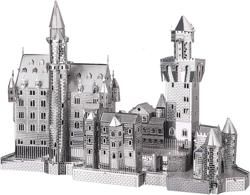 Puzzles for Adults Metal Model Kits$ Neuschwanstein iridescent Castle Architecture Building Kits$ DIY 3D Metal Puzzle for Teen Boys Girls Students$ Great Birthday Gifts$ 64 Pcs Piececool 3D 