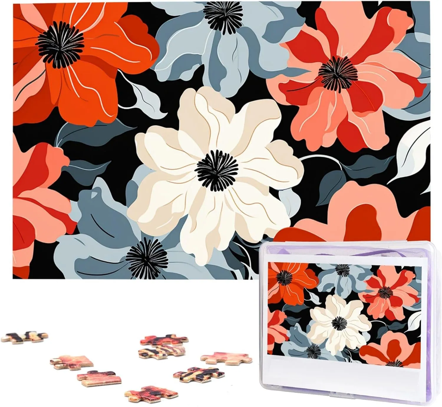 Puzzles for Adults - Retro Floral Pattern Puzzle - Challenging Puzzle Wooden Puzzle Unique Picture Puzzles for Birthday Party Gift 29.5" x 19.7 1000 Piece electromagnetic canvas semicircular agenda Jigsaw 