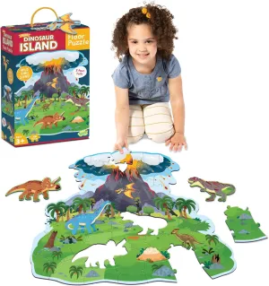 Puzzles for Kids Ages 3-5 Peaceable Kingdom Dinosaur Island Floor Puzzle - Thick and Sturdy blink Interstate Puzzle Pieces - Includes Storage Box with Carrying Cord - Over 3 Feet Tall - Floor 