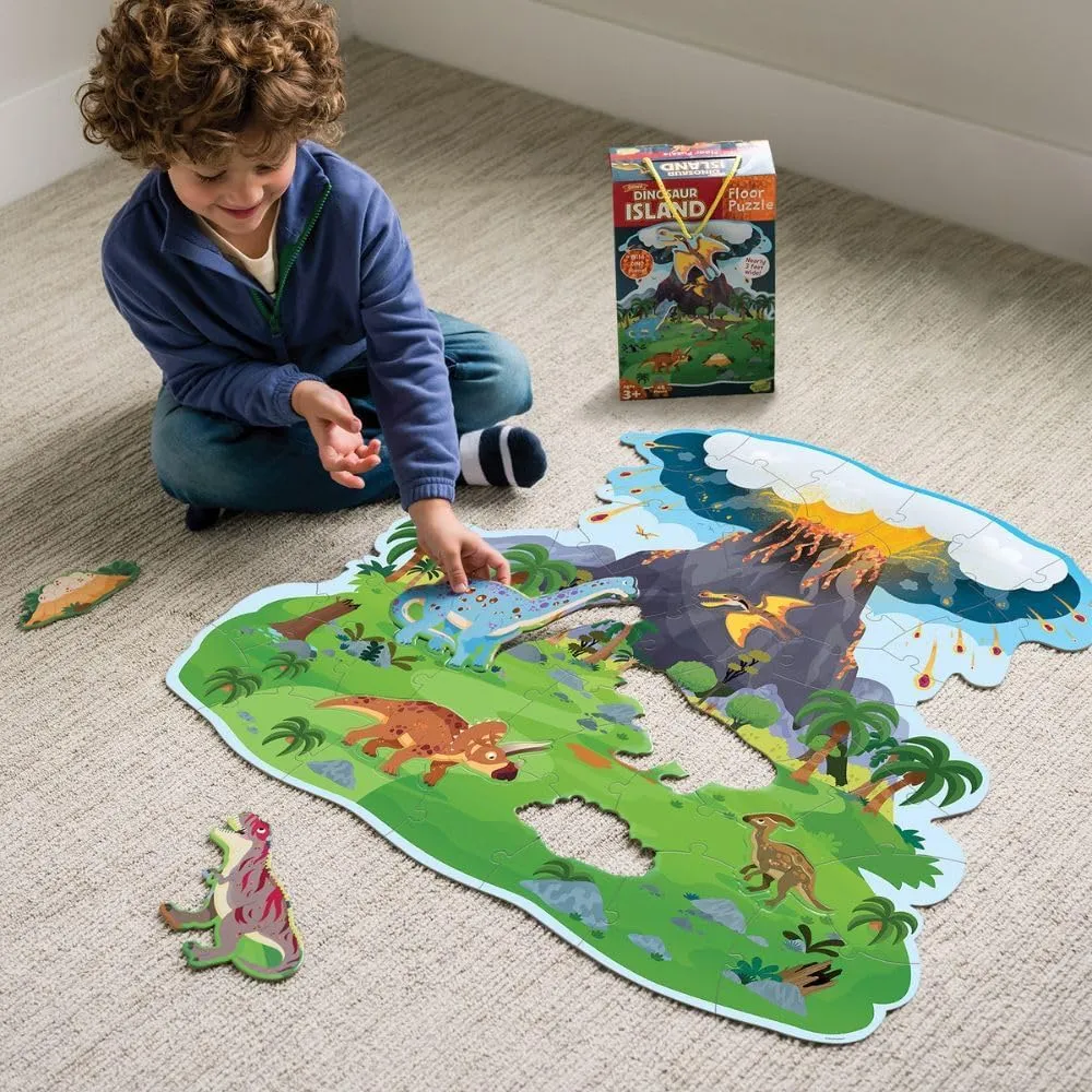 Puzzles for Kids Ages 3-5 Peaceable Kingdom Dinosaur Island Floor Puzzle - Thick and Sturdy blink Interstate Puzzle Pieces - Includes Storage Box with Carrying Cord - Over 3 Feet Tall - Floor 