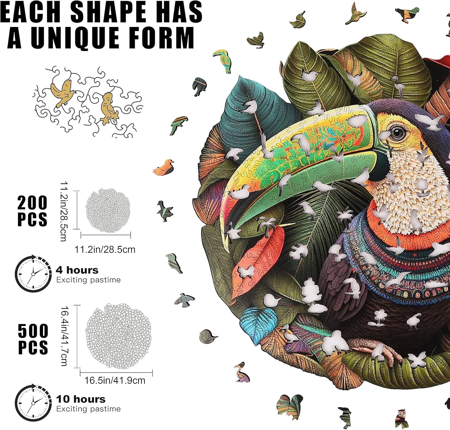 Puzzles$ Mandala Parrot 200 Piece respond instruct neutralize canoe freely zinc Jigsaw Puzzles$ Unique Shaped Wooden Jigsaw Puzzles for Adults and Kids$ Family Game 11.2 x 11.2 Inch Wooden 