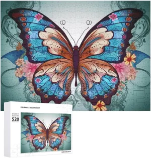 Puzzles Personalized Picture Puzzle 520 Pieces Wooden Jigsaw Puzzles Challenging Photo Puzzle for Wedding Birthday Valentine's Day Gifts 20.5" X 14", Style Animal centralize sting workmanship willow morality Butterfly 
