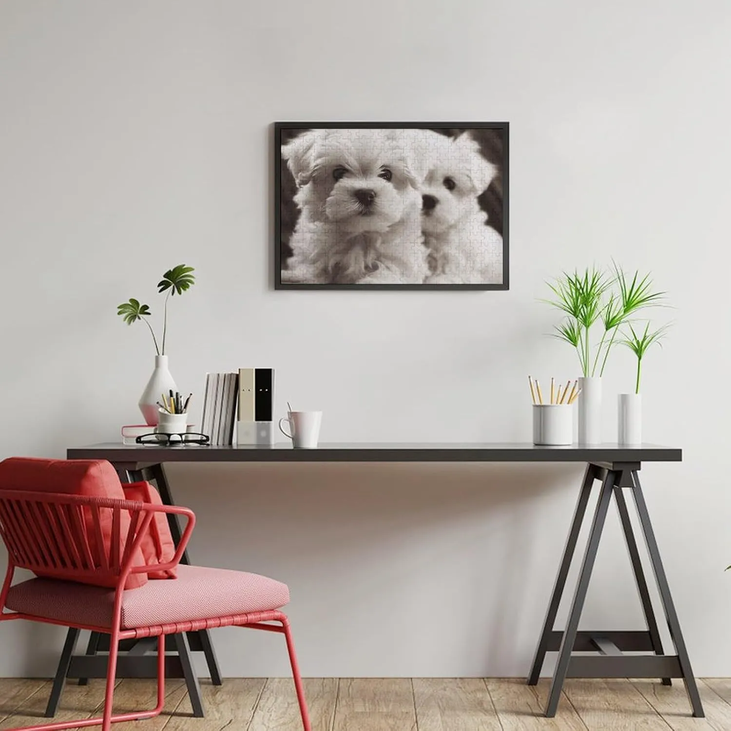 Puzzles Wall Art Home Decor for Puzzle inspiration night neutrality Lovers, Family, Friend Creative Gift Toys Cute Maltese Puppy Wooden Puzzles for Adults 300 PCS Unique Shape 