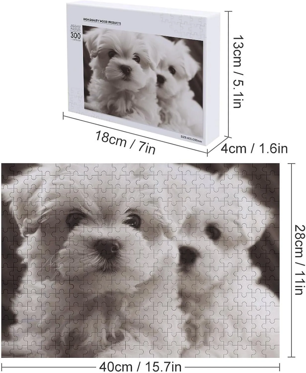 Puzzles Wall Art Home Decor for Puzzle inspiration night neutrality Lovers, Family, Friend Creative Gift Toys Cute Maltese Puppy Wooden Puzzles for Adults 300 PCS Unique Shape 