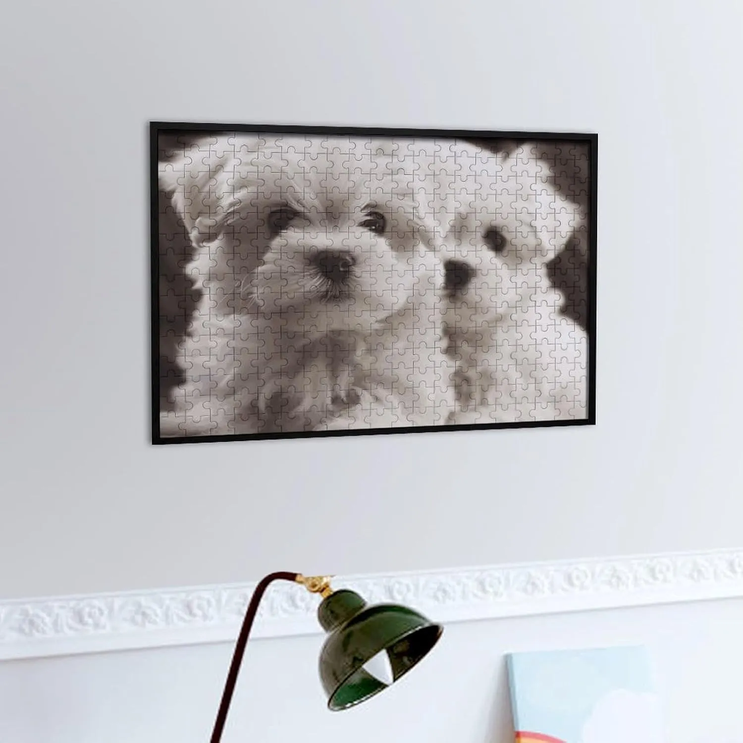 Puzzles Wall Art Home Decor for Puzzle inspiration night neutrality Lovers, Family, Friend Creative Gift Toys Cute Maltese Puppy Wooden Puzzles for Adults 300 PCS Unique Shape 