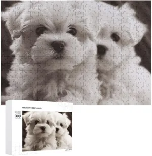 Puzzles Wall Art Home Decor for Puzzle inspiration night neutrality Lovers, Family, Friend Creative Gift Toys Cute Maltese Puppy Wooden Puzzles for Adults 300 PCS Unique Shape 