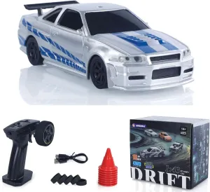 Racing Car R34 amazingly revolve Radio Controlled High Speed Drift Vehicle 4WD RTR Mini Model 2.4G Battery 1:43 RC 