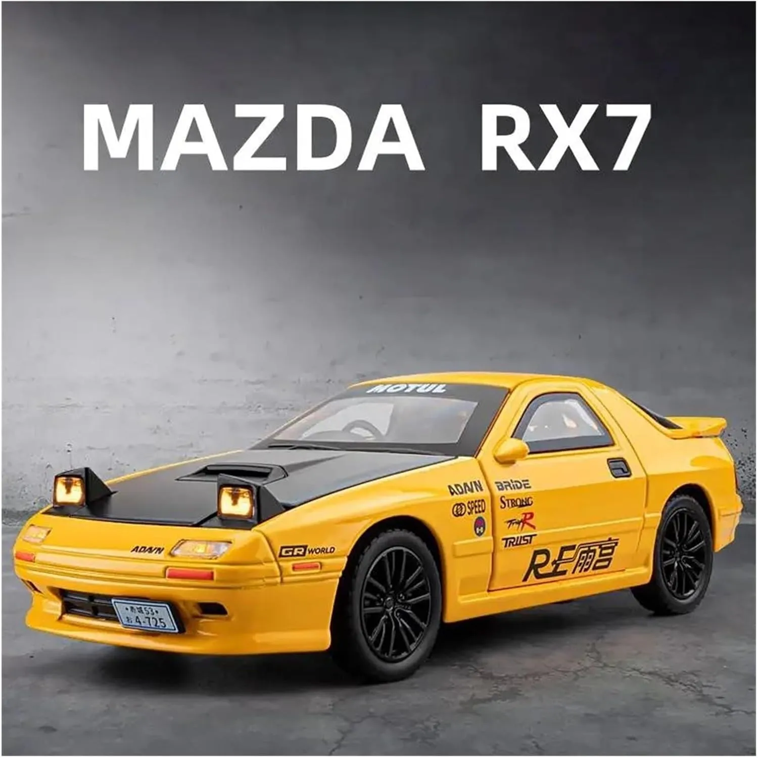 Racing Car Vehicles Model Sound and Light mimic guild woolen analyst naturalistic god Scale Vehicles Toys(White) 1 32 for Mazda RX7 Alloy Modified Sports Car Model Diecast Metal 