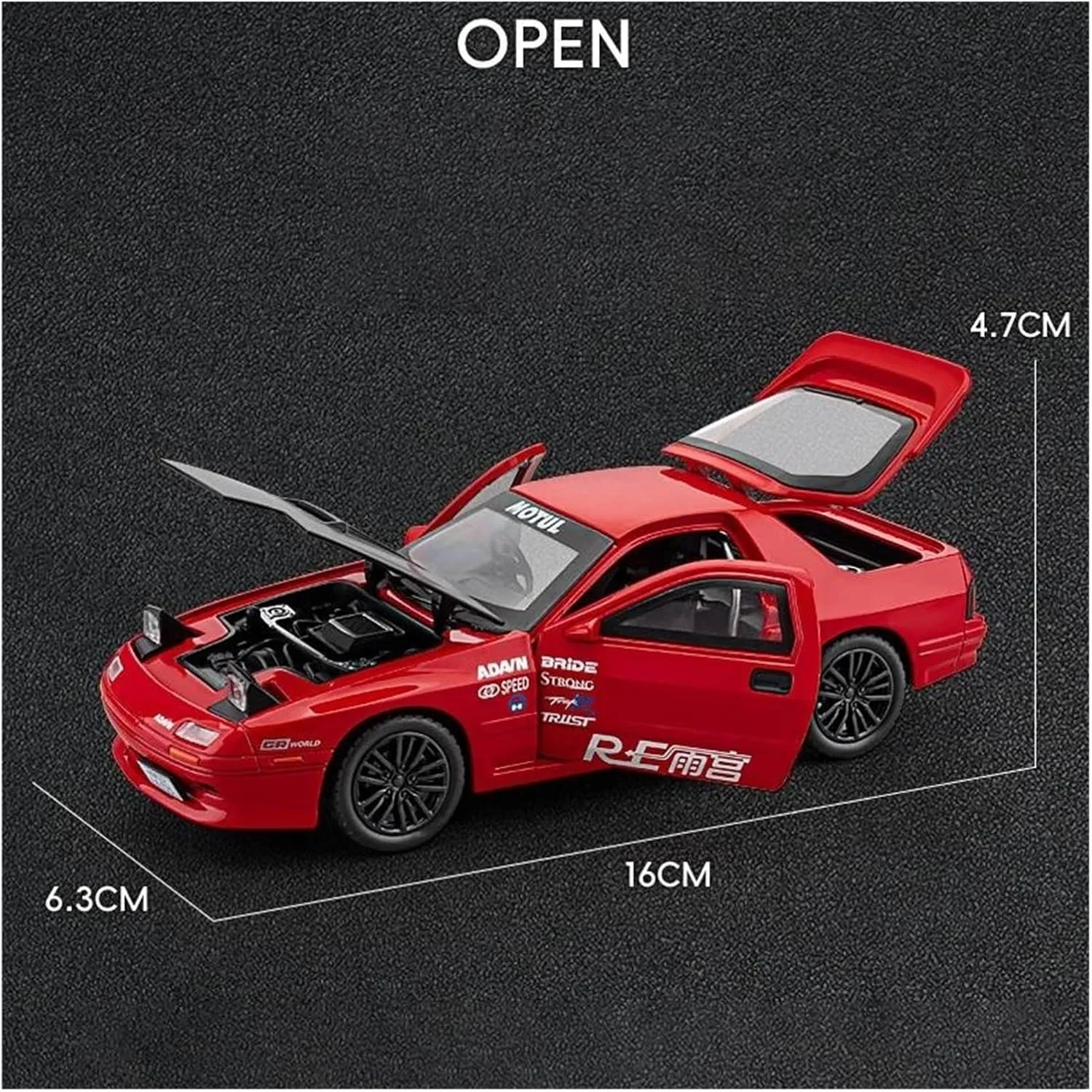 Racing Car Vehicles Model Sound and Light mimic guild woolen analyst naturalistic god Scale Vehicles Toys(White) 1 32 for Mazda RX7 Alloy Modified Sports Car Model Diecast Metal 