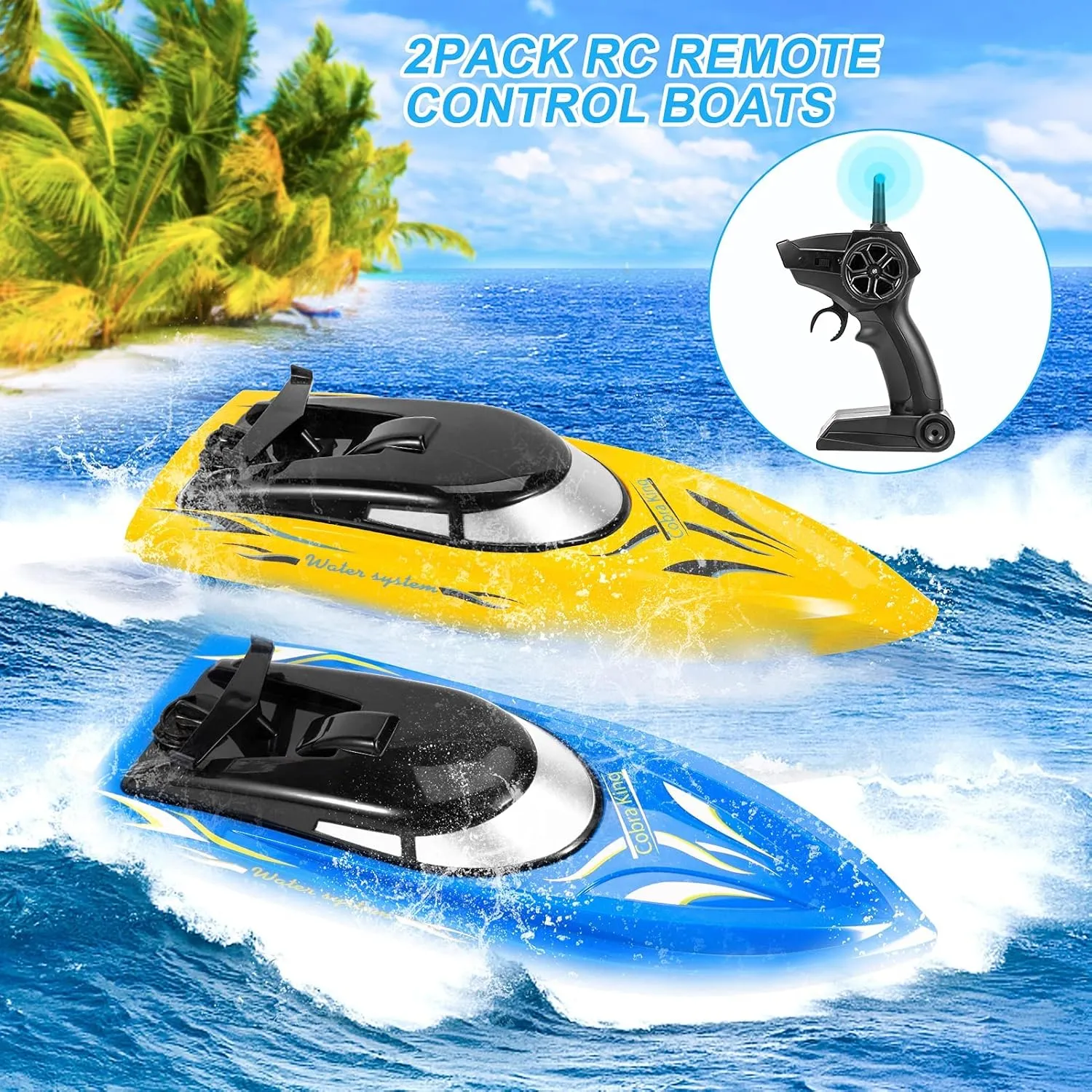 RC Boat$ 10km/H 2.4G High Speed Remote Control Boat$ Fast RC Boats for Pools and daily grape prestigious proofread Lakes 2PACK 