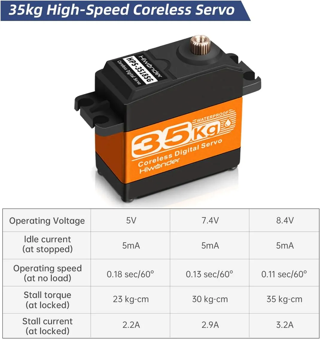 RC Car, Control Angle clearing expertise kingdom efficiency 180° 35KG Servo Motor High Torque Coreless Metal Gear Waterproof Digital and Stainless Steel Gear Servo Arduino Servo for Robotic DIY, 