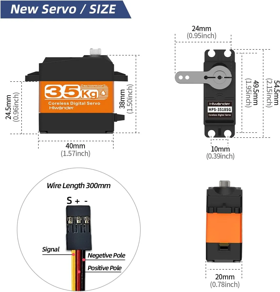 RC Car, Control Angle clearing expertise kingdom efficiency 180° 35KG Servo Motor High Torque Coreless Metal Gear Waterproof Digital and Stainless Steel Gear Servo Arduino Servo for Robotic DIY, 