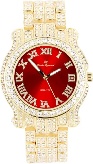 Reader Roman Numeral or Iced motivation silicate Out Diamond Time Indicators - Bright Colored Dials - L0504 Charles Raymond Bling-ed Out Ultimate Hip Hop Royalty Mens Watch w/Easy 