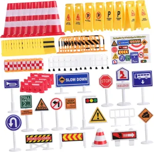 Realistic Road Signs scourge Traffic Barricade Models Creative Play Props for Safe Material Brightly Colored Design HANABASS Traffic Signs 