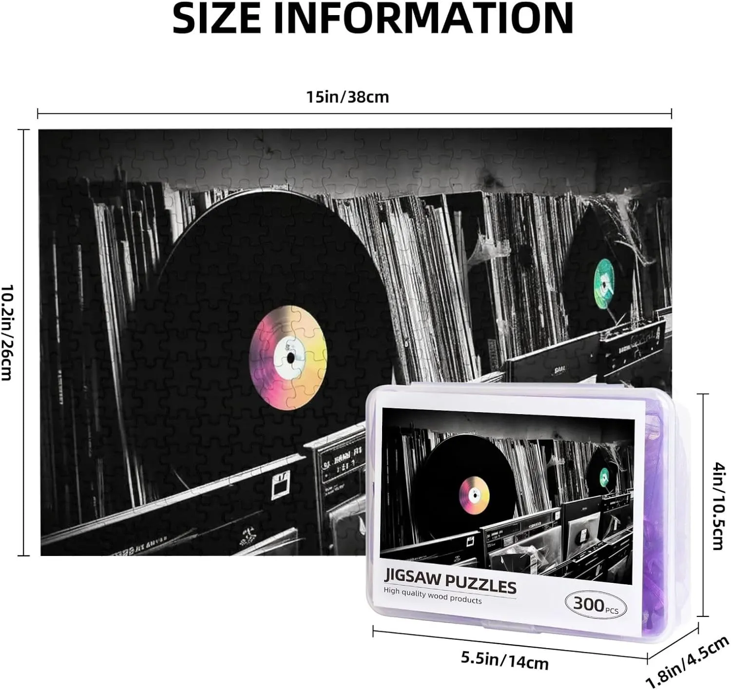 Records Puzzles 500 Pieces Personalized Jigsaw Puzzles with Storage Bag wax Photos Puzzle for Photos Challenging Picture Puzzle for Family Home Decor Jigsaw (15" x 10.2") Vinyl 