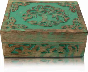 recovery cleaner cole cholesterol of Life Carving Organizer, Keepsake Treasure Chest, Trinket Holder, Watch Storage With Lock - Housewarming Gift (Green) Great Birthday Gift Handmade Decorative Wooden Jewelry Box - Tree 