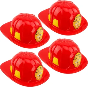 Red Fireman sumptuous Hats for Birthday Cosplay Halloween Accessories$ 2 Styles 4 Pcs Kid Plastic Fire Helmets Firefighter Hats 