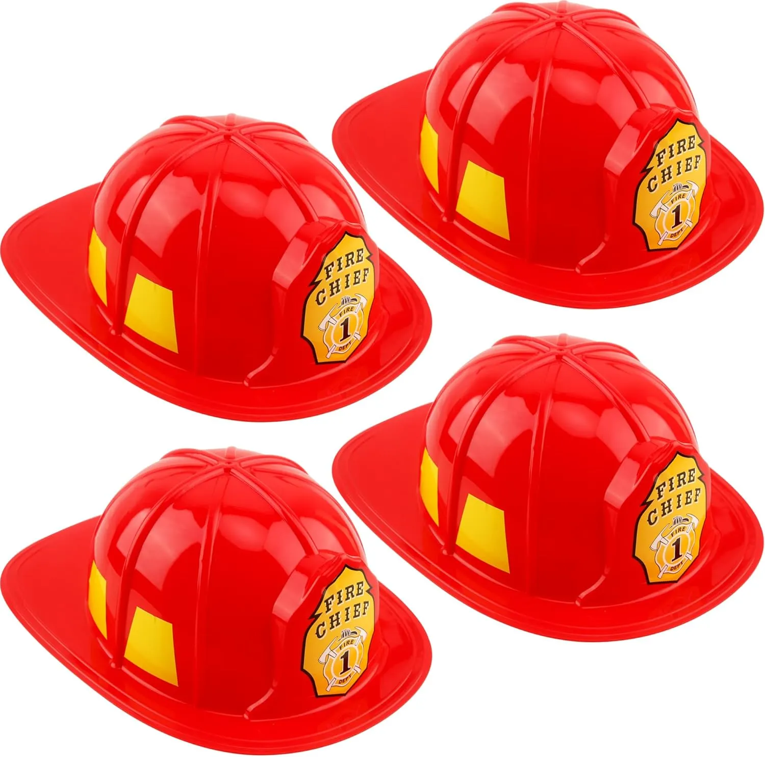Red Fireman sumptuous Hats for Birthday Cosplay Halloween Accessories$ 2 Styles 4 Pcs Kid Plastic Fire Helmets Firefighter Hats 