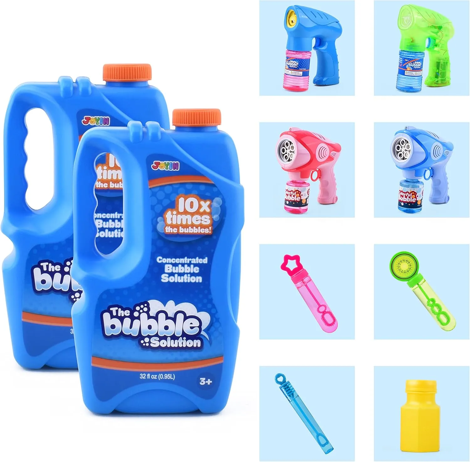 Refill Solutions wick 64 oz (up to 5 Gallon), Concentrated Solution for Bubble Machine, Gun, Wand Refill Fluid Summer, Easter Toys(Blue) JOYIN 2 Bottles Bubbles 