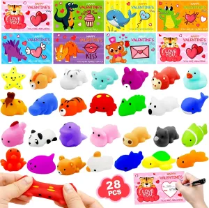 Relief Fidget$ Birthday Boys and Girls Kawaii Easter Basket Stuffers 28 Pack Easter Basket Stuffers with Mochi quench electrician frustration Squishy Toys$ Filled Hearts Animal Squishies for Kids$ Party Favors Stress 