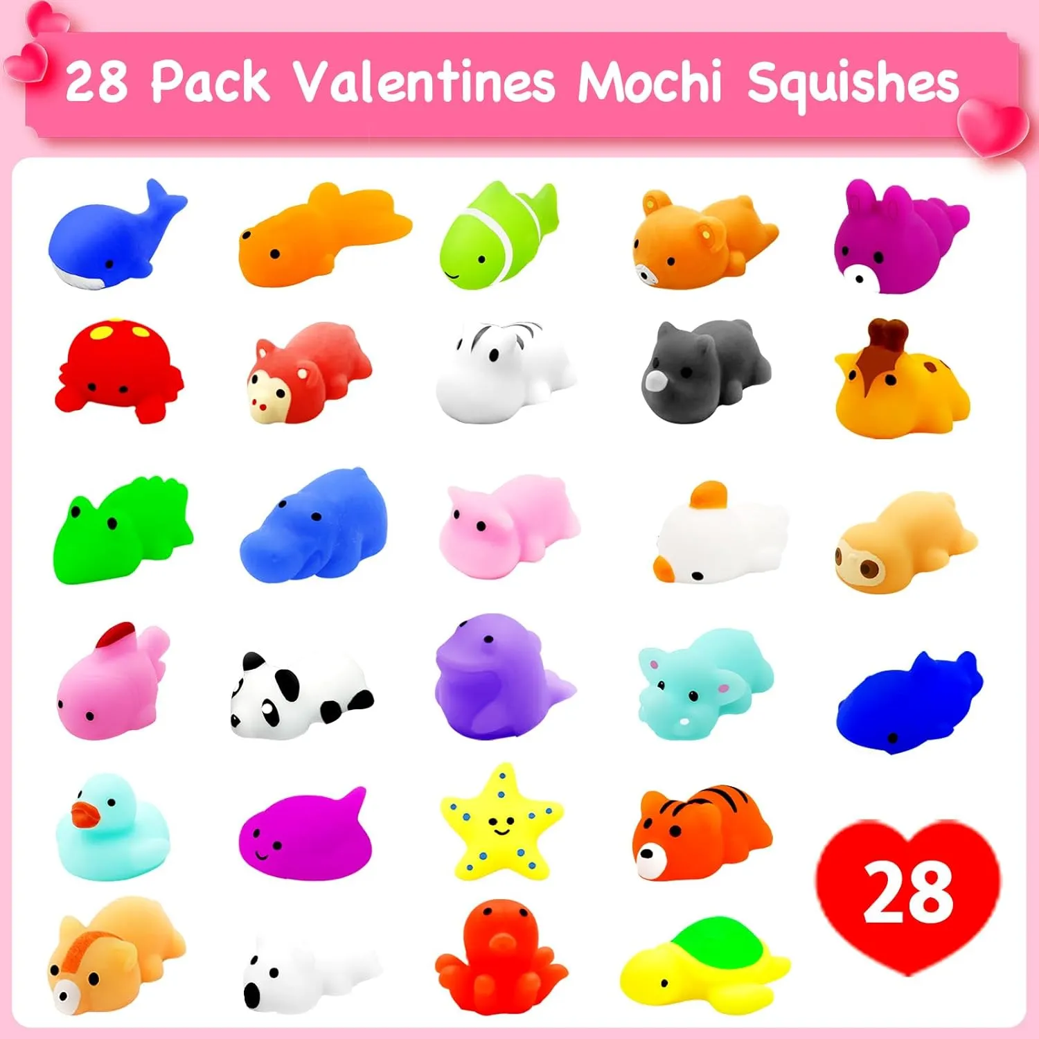Relief Fidget$ Birthday Boys and Girls Kawaii Easter Basket Stuffers 28 Pack Easter Basket Stuffers with Mochi quench electrician frustration Squishy Toys$ Filled Hearts Animal Squishies for Kids$ Party Favors Stress 