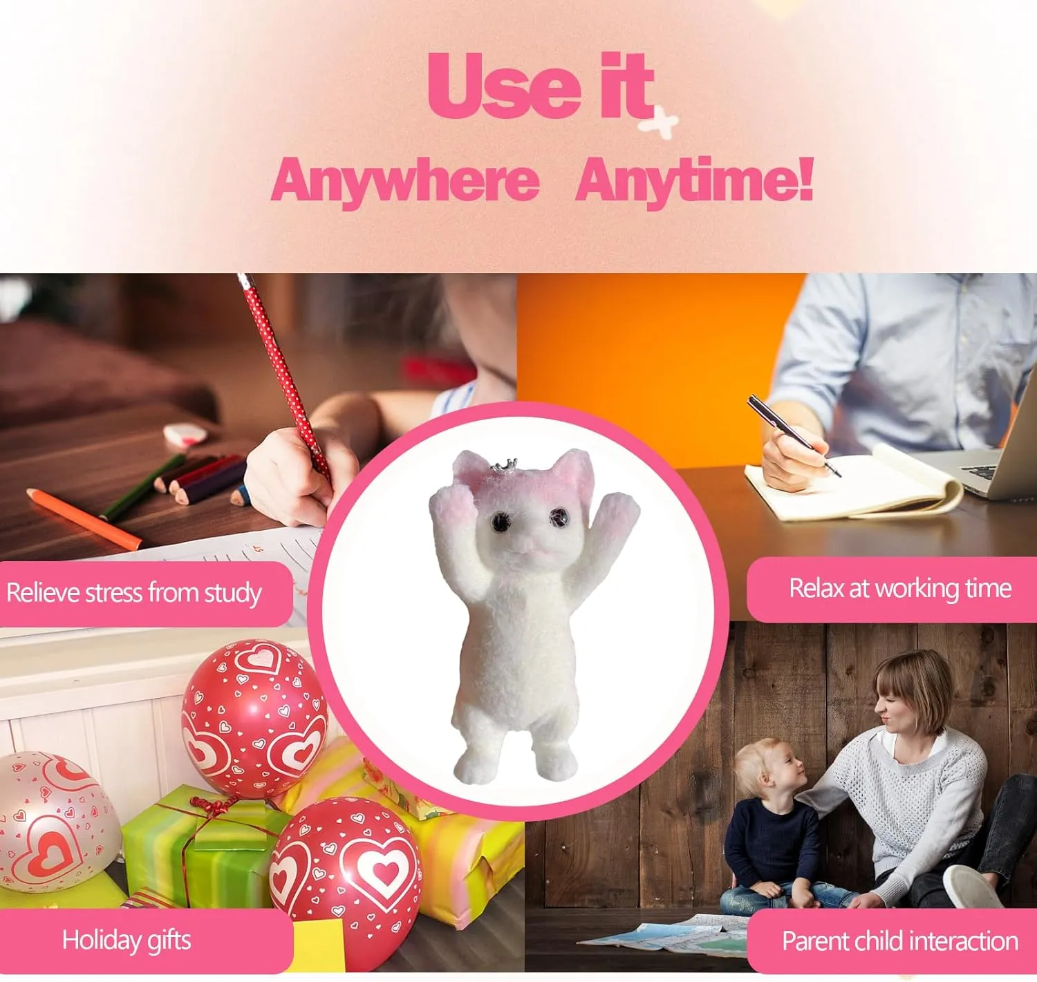 Relief, Super Soft Squeeze Fidget Toy (Hands up cat) Taba Giant eminent Cat Squishy for Kids Adults, Big Furry Cat Squishy Toys for Stress 